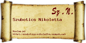 Szubotics Nikoletta névjegykártya